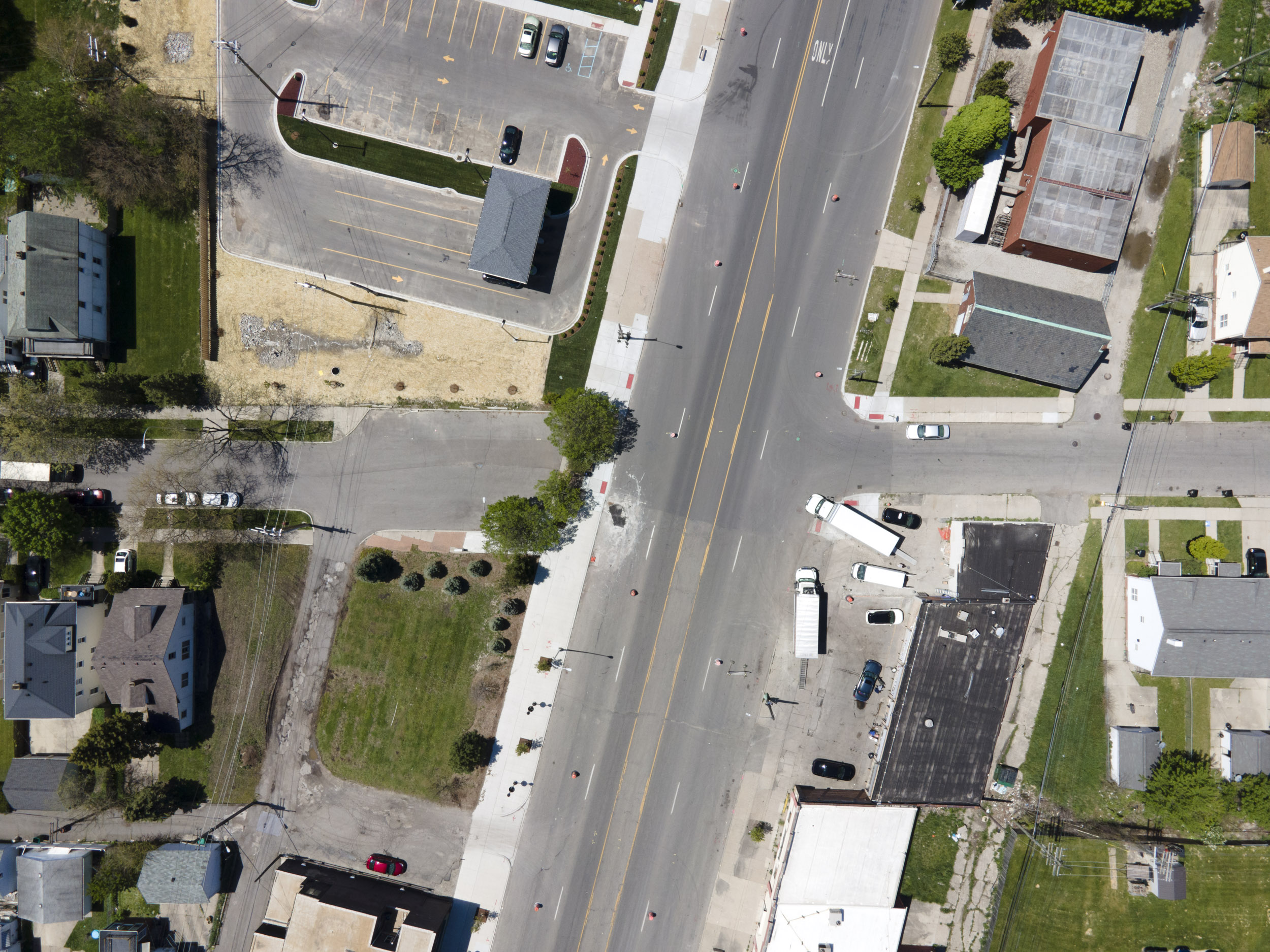 The fortified border between Grosse Pointe Park and Detroit, from the air